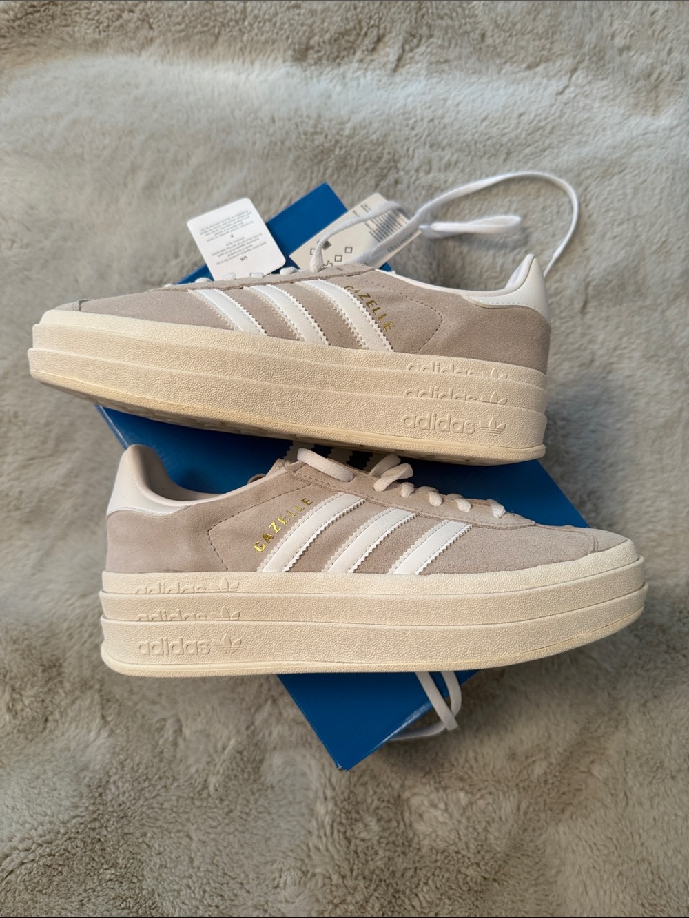 adidas Gazelle Platform Sneakers 7 Gray White